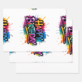 Happy Birthday Wrapping Paper Sheets Set ラッピングペーパーシート