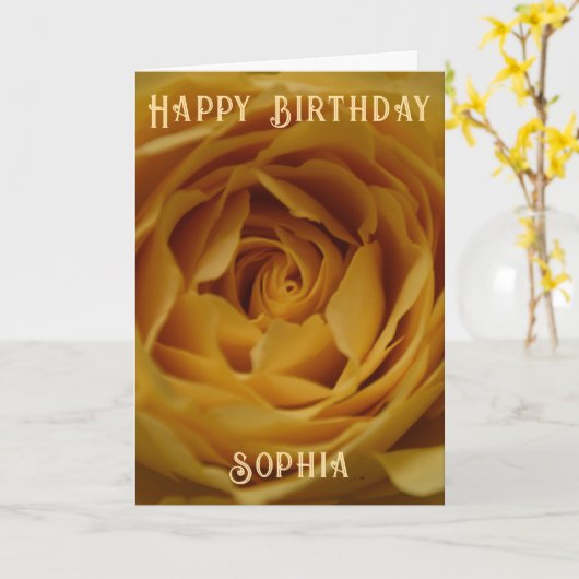 Happy Birthday Yellow Rose Personalizable Card カード (黄色い花)