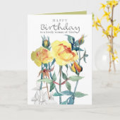 Happy Birthday Yellow Roses Woman of God Blessings カード (黄色い花)