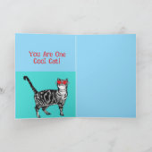 Happy Birthday You Cool Tabby Cat Mens Husband カード (内部)