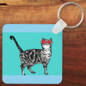 Happy Birthday You Cool Tabby Cat Mens Husband キーホルダー (裏面)