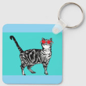 Happy Birthday You Cool Tabby Cat Mens Husband キーホルダー (裏面)