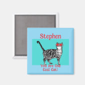Happy Birthday You Cool Tabby Cat Mens Husband マグネット (正面/裏面)