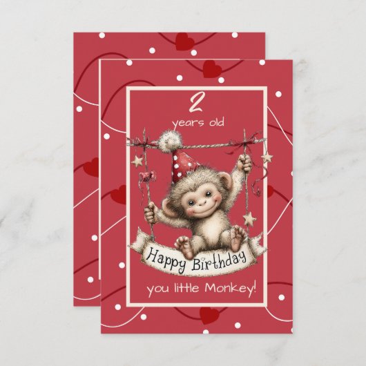 Happy Birthday You Little Monkey 招待状 (正面/裏面)