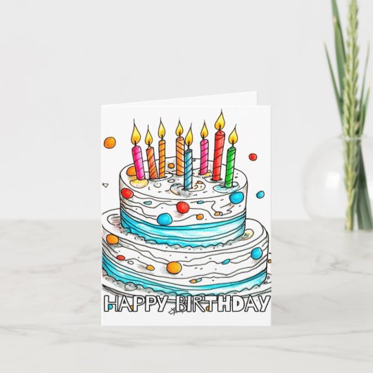 Happy Birthday Yummy Cake Art カード (正面)