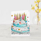 Happy Birthday Yummy Cake Art カード (黄色い花)