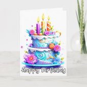 Happy Birthday Yummy Party Cake カード (正面)