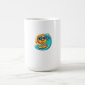 Happy Bitcoin Wearing Sunglasses Surfing a Blockch コーヒーマグカップ (中央)