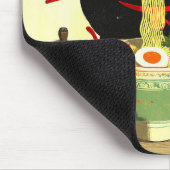Happy Black Cat Eating Ramen | Japanese Ukiyo-e マウスパッド (コーナー)