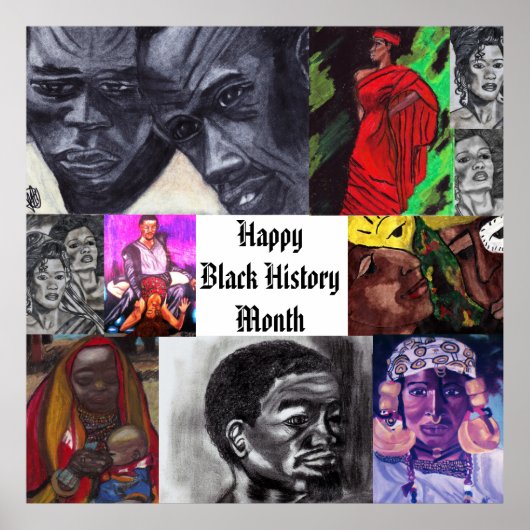 HAPPY BLACK HISTORY MONTH COLLAGE poster ポスター (正面)