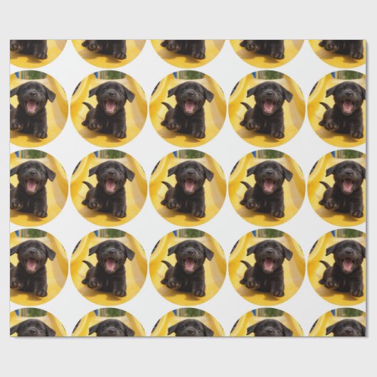 Happy Black Lab Puppy on Slide Fun Gift Wrap ラッピングペーパー (フラット)