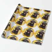 Happy Black Lab Puppy on Slide Fun Gift Wrap ラッピングペーパー (アンロールド)
