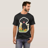 Happy Black Puppy in Wildflowers Tシャツ (正面フル)