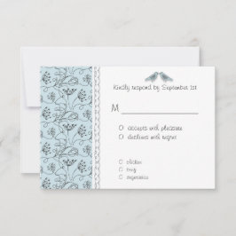 Happy Blue Birds RSVPの応答手頃 出欠カード