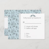 Happy Blue Birds RSVPの応答手頃 出欠カード (正面/裏面)