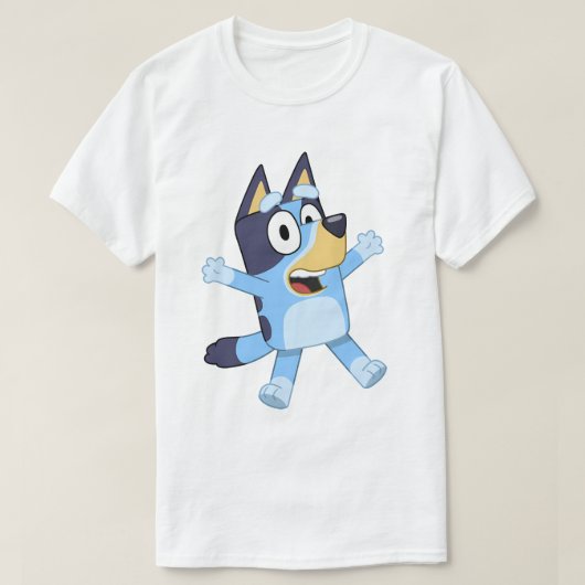 Happy Blue Dog Jumping Tシャツ (デザイン正面)