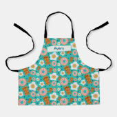 Happy Blue Eggs Bacon Donuts Pastel エプロン (正面)