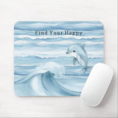 Happy Blue Ocean Dolphin Waves マウスパッド (マウス)