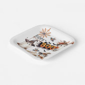 Happy BOO Day Cute Watercolor Ghost Fall ペーパープレート (傾斜あり)