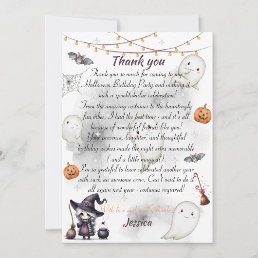 Happy Boo Halloween Thank You Card – Cute Ghost サンキューカード (正面)