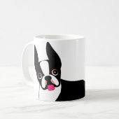 Happy Boston Terrier Black and White コーヒーマグカップ (正面左)