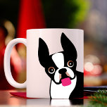 Happy Boston Terrier Black and White コーヒーマグカップ<br><div class="desc">Cute black and white boston terrier dog.</div>
