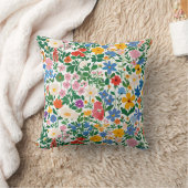 Happy Botanical Floral Flower Spring Pattern. クッション (ブランケット)