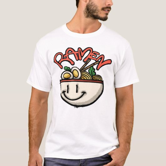 Happy Bowl of Ramen Noodles Streetwear Tシャツ (正面)