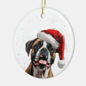 Happy Boxer Dog Christmas Personalized セラミックオーナメント (左)