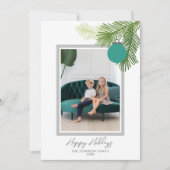 Happy Branches withポートレートChristmas Photo シーズンカード (正面)