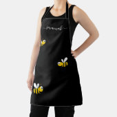 Happy bumble bees yellow black monogram chic エプロン (インサイチュ)