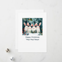 Happy Bunnies Christmas Card with Custom Message シーズンカード
