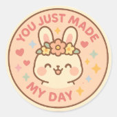 Happy Bunny Appreciation Sticker ラウンドシール (正面)