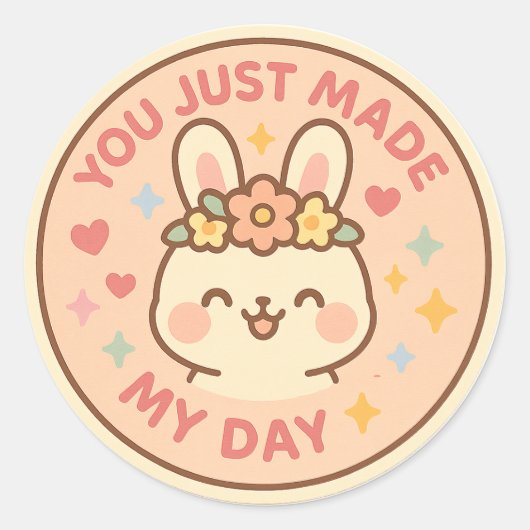 Happy Bunny Appreciation Sticker ラウンドシール (正面)