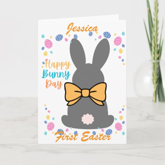 Happy bunny day personalized first easter シーズンカード (正面)