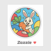 Happy Bunny with Giant Carrot - Colorful Farm Fun シール (シート)