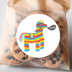 Happy burro pinataは「hola」と言う ラウンドシール