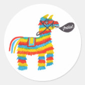 Happy burro pinataは「hola」と言う ラウンドシール (正面)