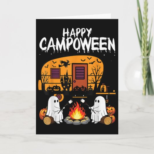Happy Camp-o-ween Halloween Camping Ghosts And Cam カード (正面)