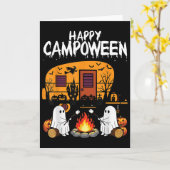 Happy Camp-o-ween Halloween Camping Ghosts And Cam カード (黄色い花)