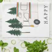 HAPPY CAMPERお洒落 motorhome RVing Forest キッチンタオル (折り畳み)