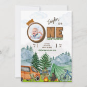 Happy Camper 1st Birthday招待状(Boy, Photo) 招待状 (正面)