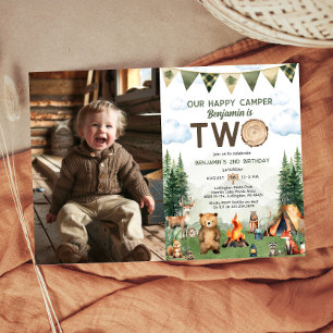 Happy Camper 2nd Birthday Photo 招待状