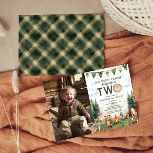 Happy Camper 2nd Birthday Photo 招待状