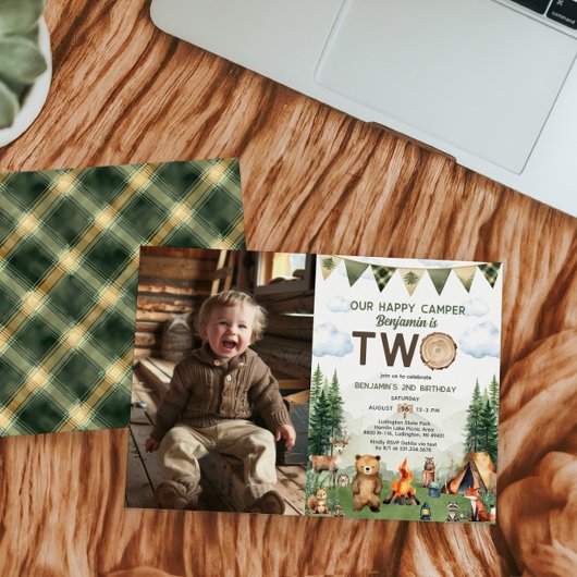 Happy Camper 2nd Birthday Photo 招待状
