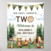 Happy Camper 2nd Birthday Welcome Sign Poster ポスター (正面)