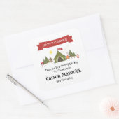 Happy Camper Adventure Birthday スクエアシール (封筒)