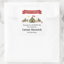 Happy Camper Adventure Birthday スクエアシール