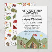 Happy Camper Adventure Birthday 招待状 (正面/裏面)