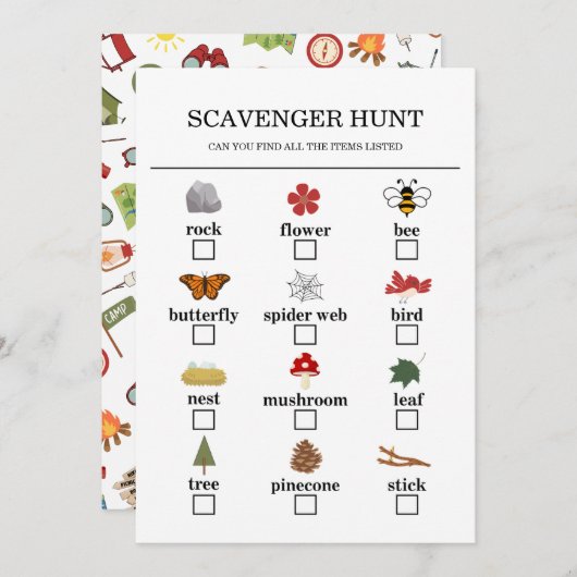 Happy Camper Adventure Birthday Scavenger Hunt プログラム (正面/裏面)